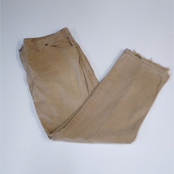 Dickies Carpenter's Pants 100% Cotton Beige Work Pants Men's 44x32 Cuffs Are Cut - Picture 4 of 7
